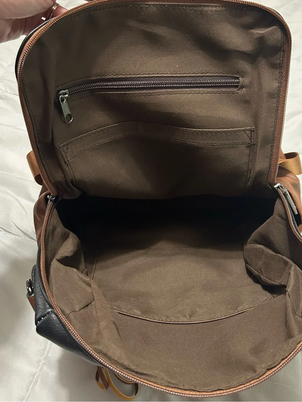 ❤️SALE❤️ Shrrie Vegan Leather Backpack Neutral Cream Brown Travel Laptop Bag